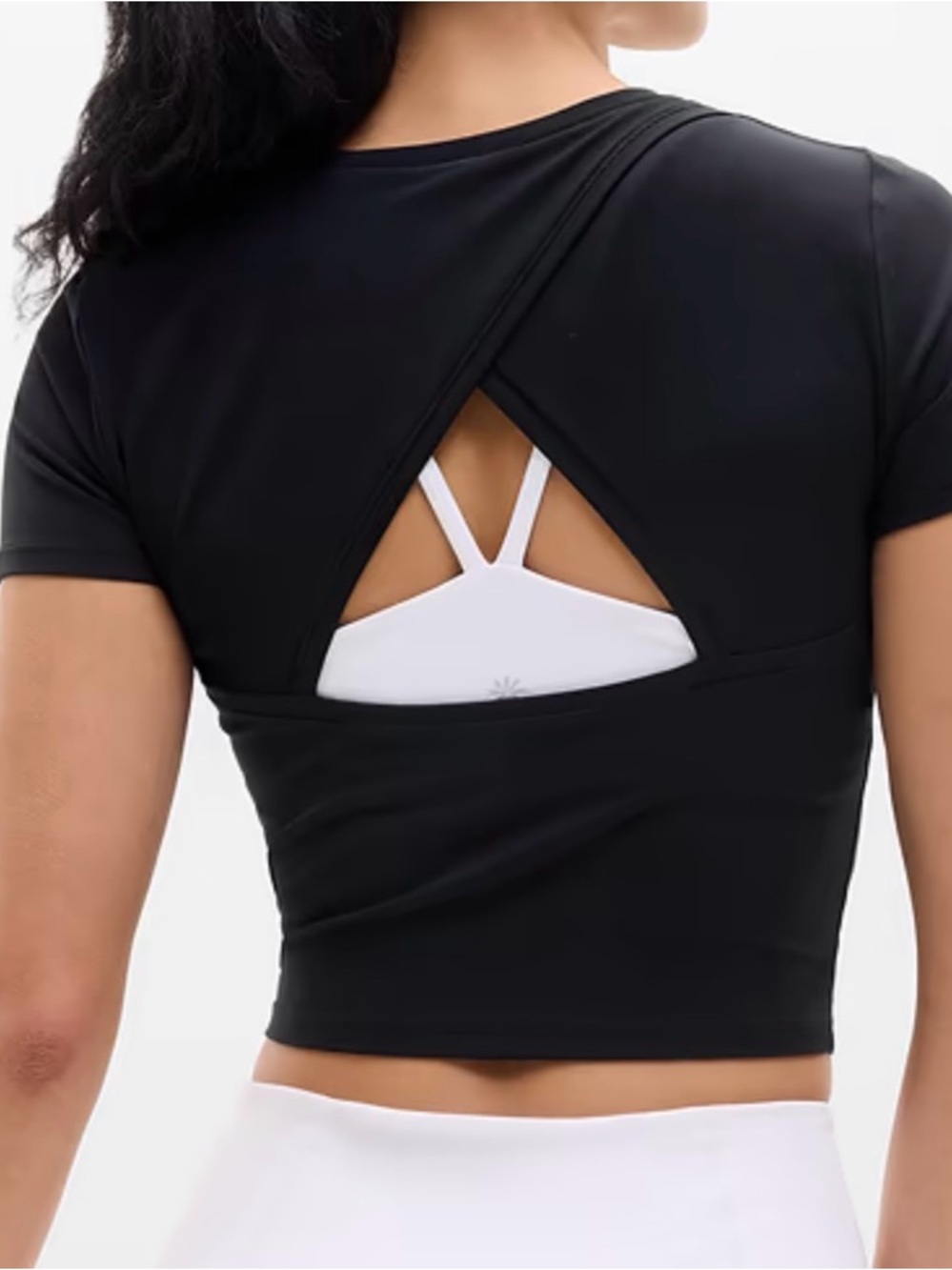Athleta Transcend Open Back Tee Black L